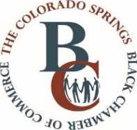 The logo for the colorado springs black chamber of commerce.