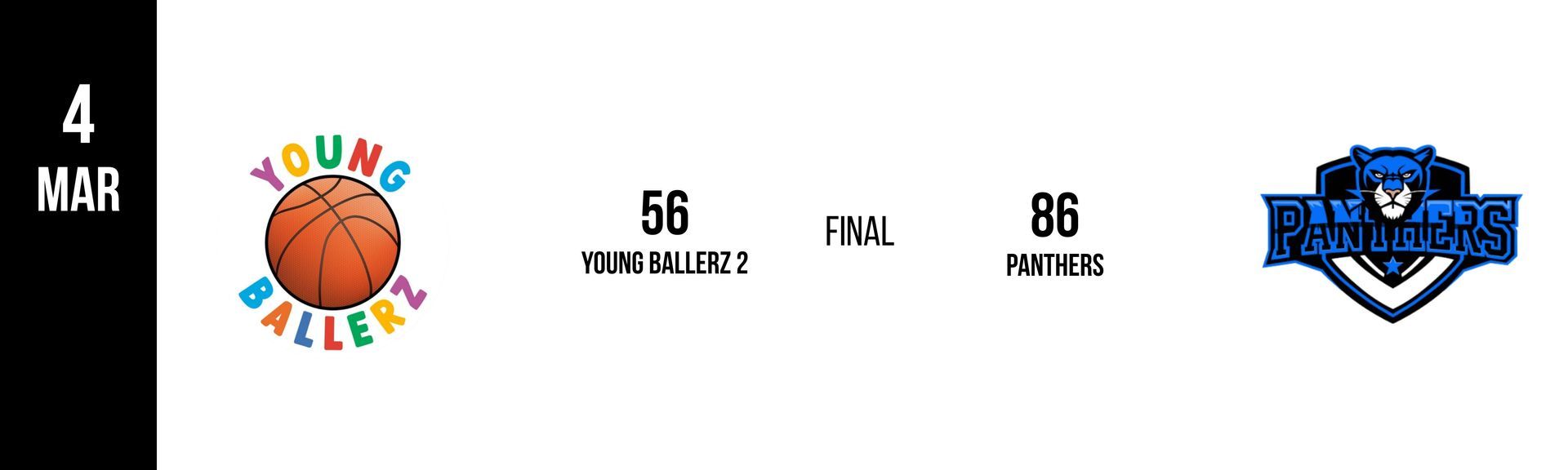 Basketball game flyer: Young Ballers vs. Patriots, February 11th. Logos of each team.