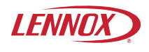 Lennox logo in red with a red swoosh above the name, white background.