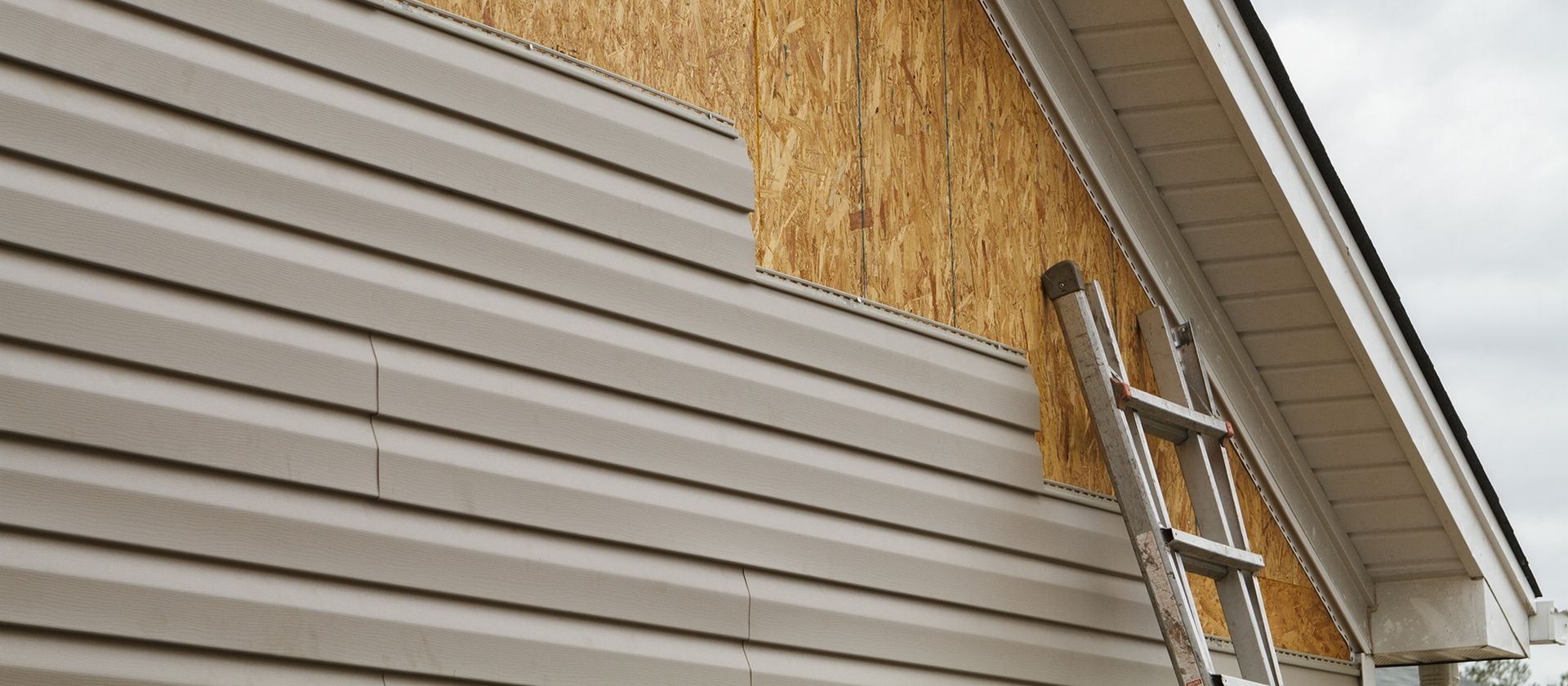 Vinyl siding going on a home in Copley, Ohio