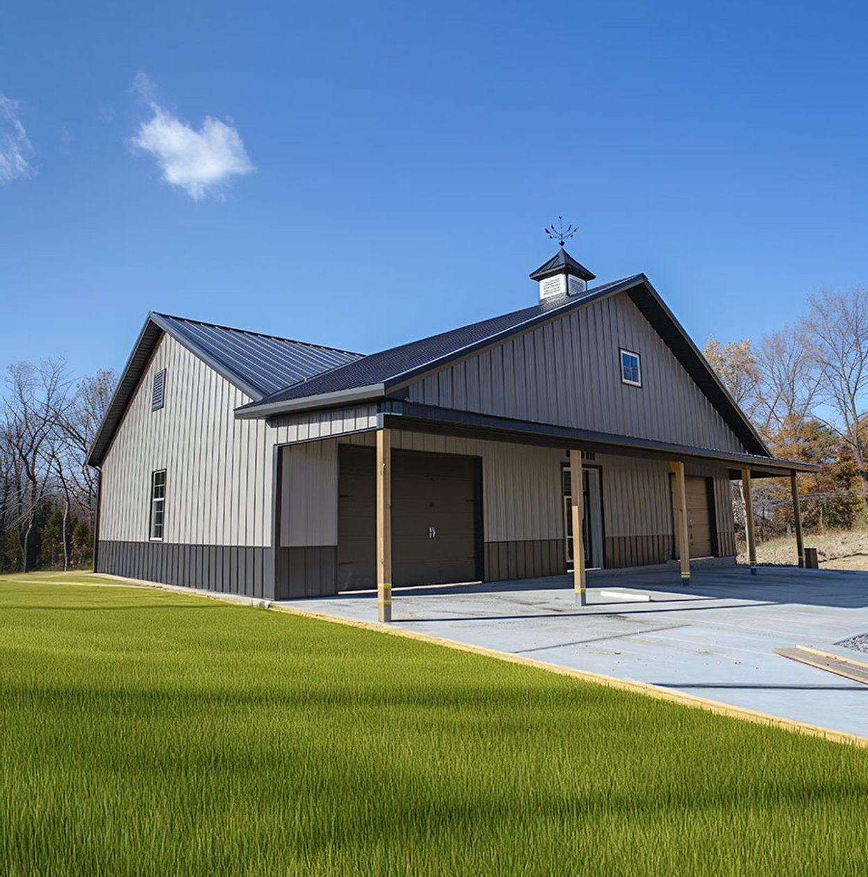 Metal siding on a pole barn near Akron ohio