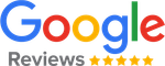 Google logo with five gold stars