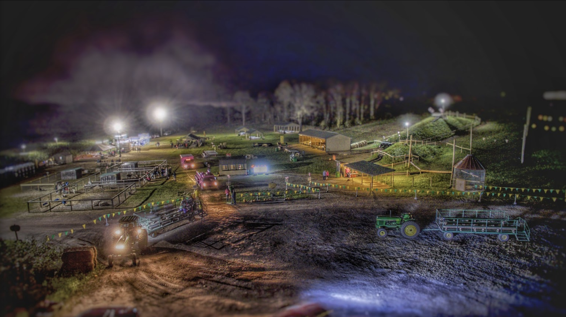 Mazezilla, corn maze at night