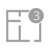 Floor plan icon with a gray circle containing the number 3.