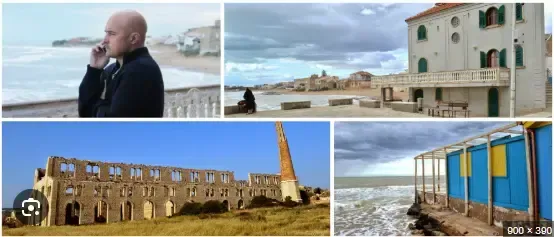 Collage of Sicilian coastal and architectural views connected to Inspector Montalbano
