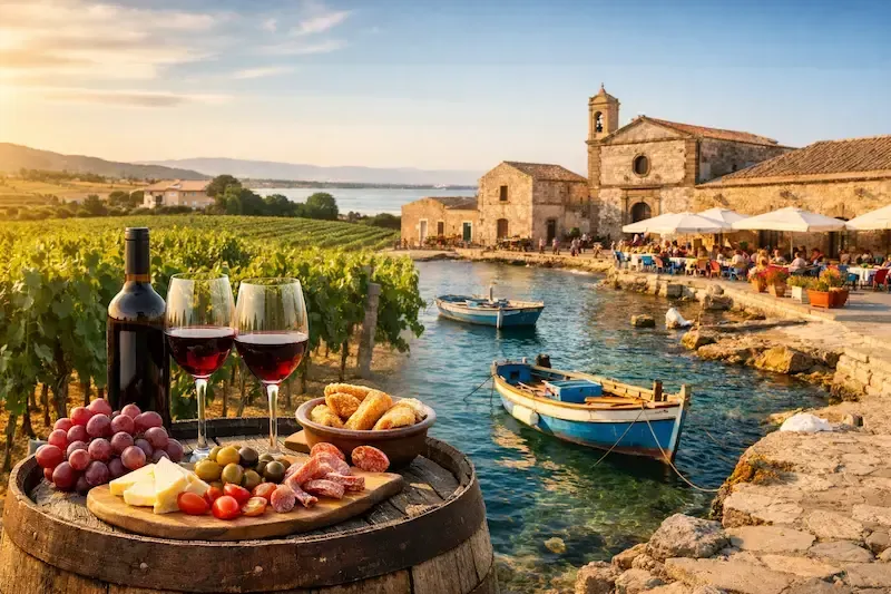 Wine Experience in Pachino and Marzamemi with Sicilian wine tasting and local products
