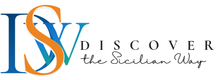 Discover the Sicilian Way logo with stylized orange and blue letters on a white background