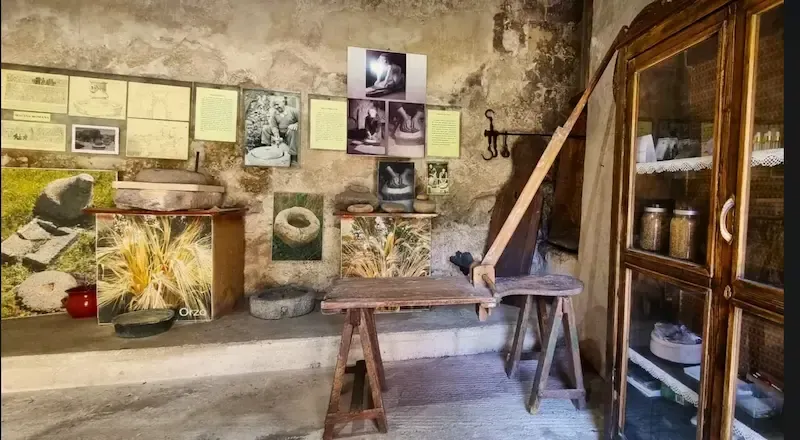 Historic water mill in Ispica with traditional Sicilian wooden machinery and stone walls