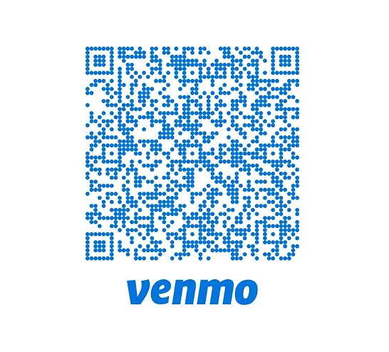 A blue qr code for venmo on a white background