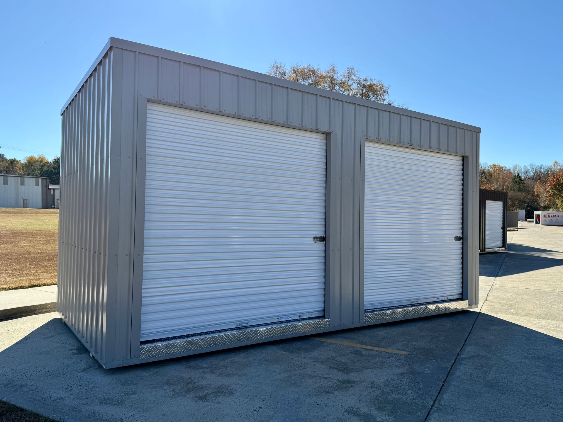 20'x 10'  2-Unit Storage Building with 2 Roll Up Doors in Ash Grey
