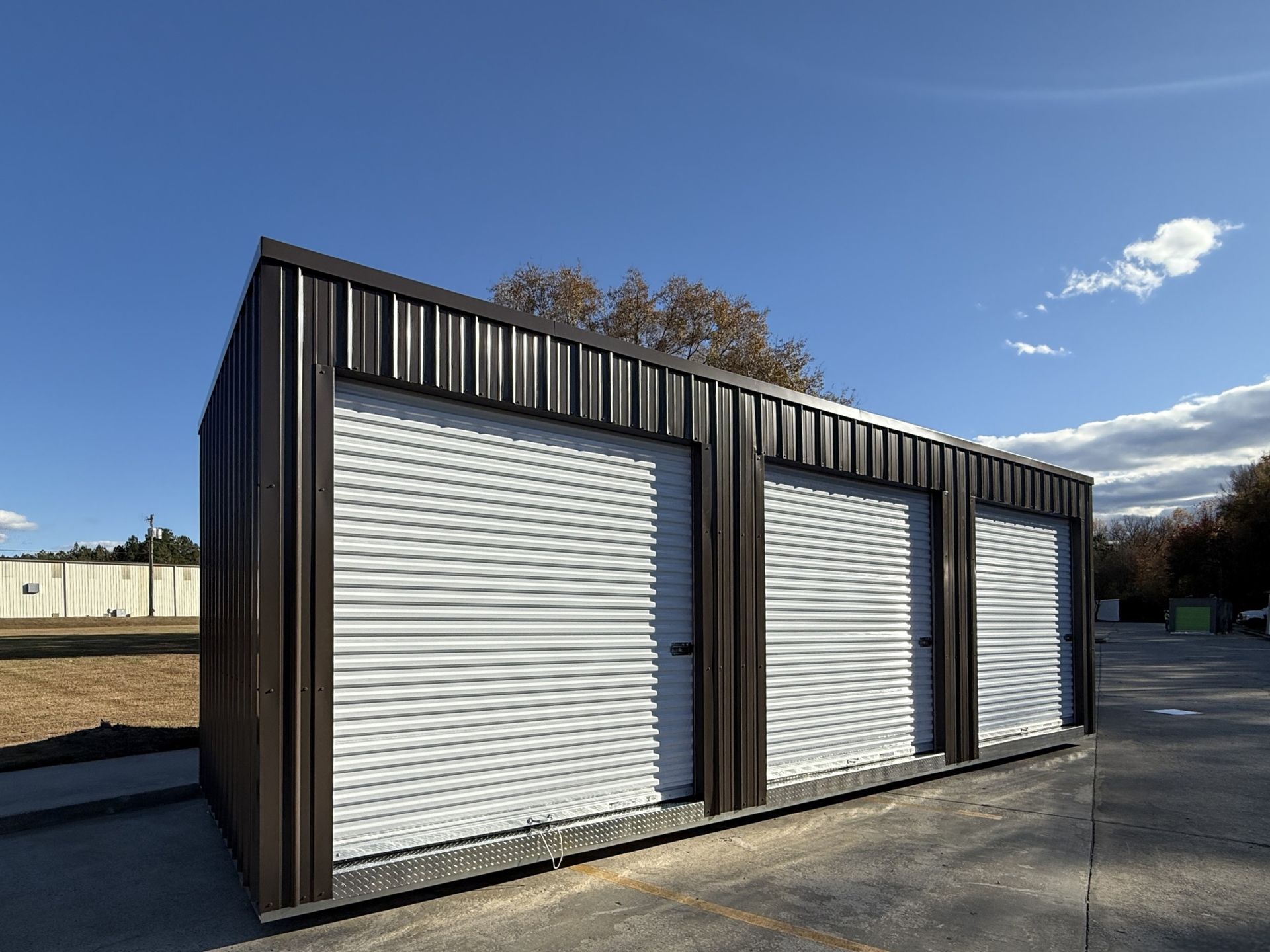 30'x10'  3-Unit Storage Building with 3 Roll Up Doors in Burnished Slate