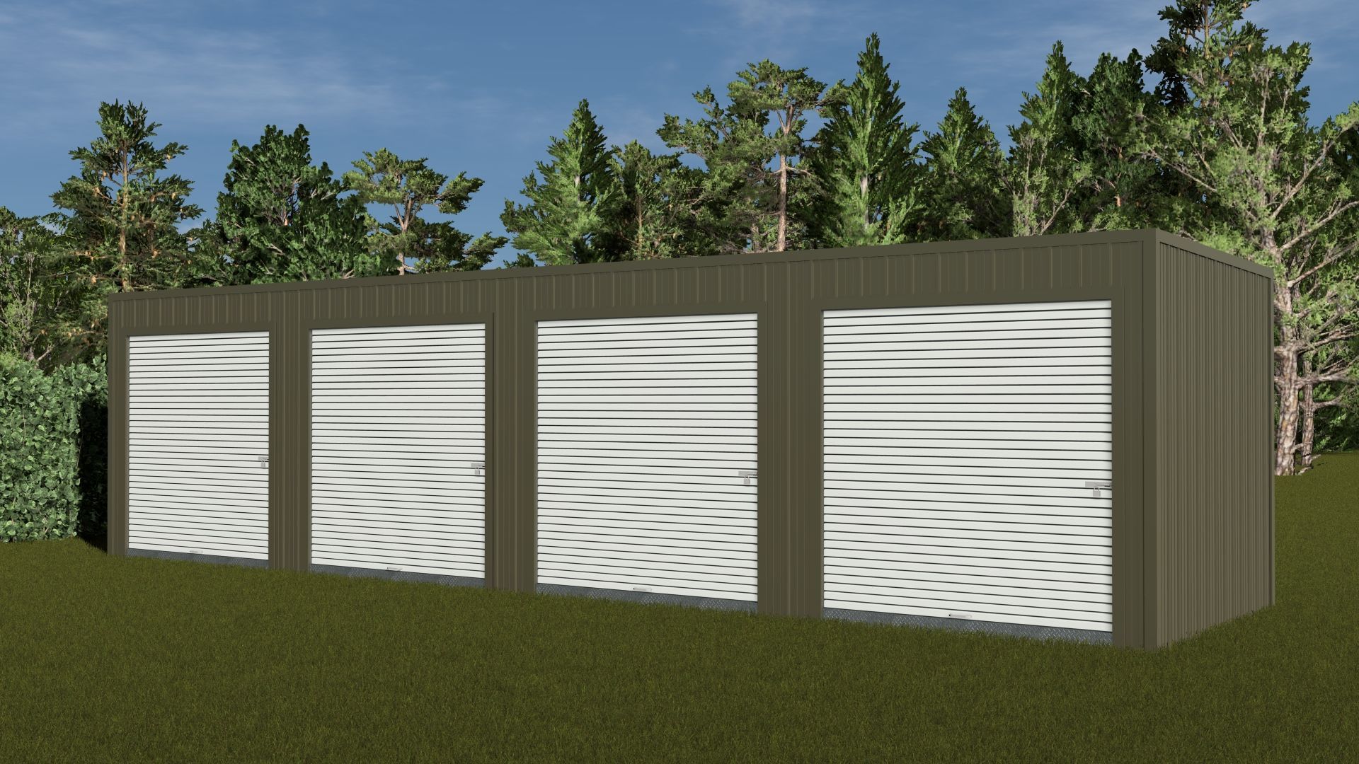 40x10 Unit Storage Building with 4 Roll-Up Doors
