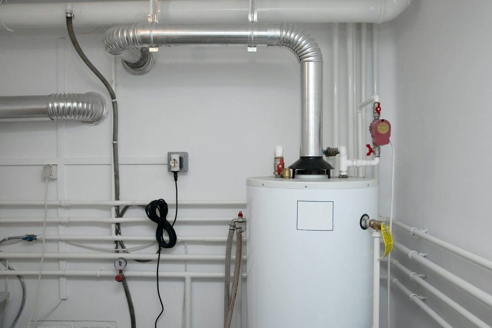 White Water Heater in a Utility Room, With Electrical Wiring — Robert Coony Electrician in Nambucca Heads, NSW