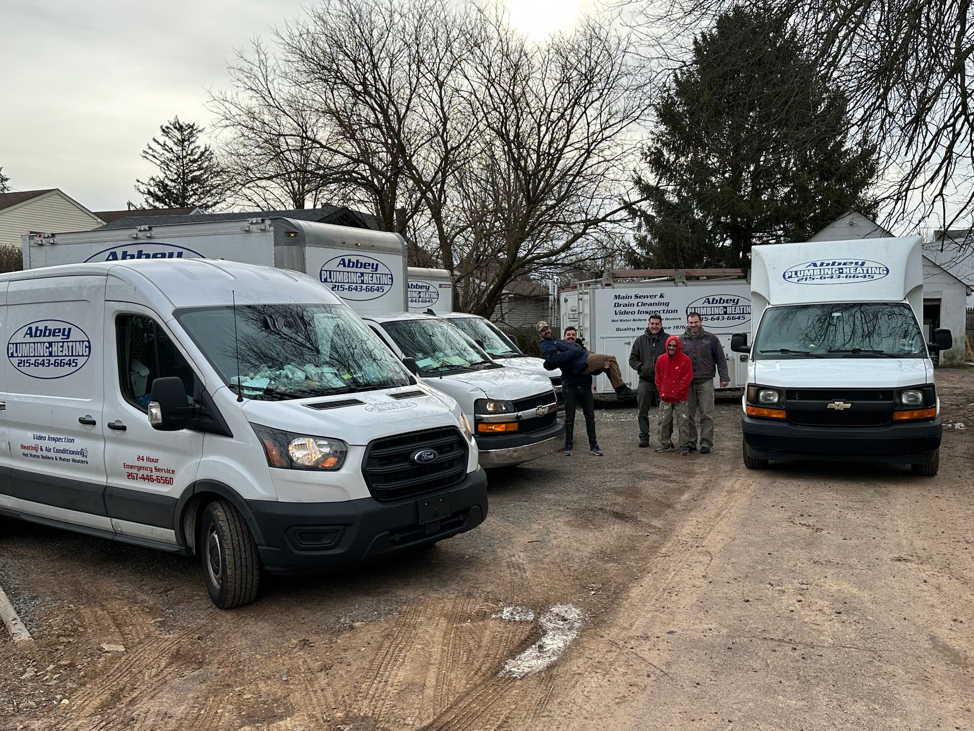 White Service Trucks — Lansdale, PA — Abbey Plumbing & HVAC