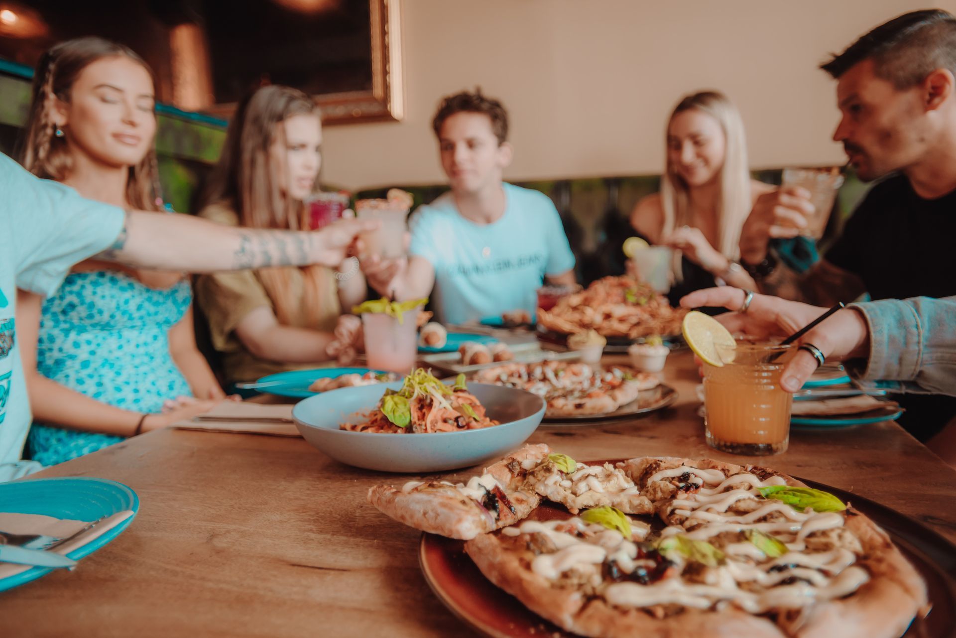 Group of People Eating Pizza — Surfers Paradise, QLD — Steampunk Surfers Paradise