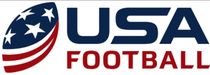 USA Football logo with a blue helmet icon and red, white, and blue text