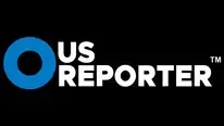 Logo of US Reporter; blue circle, white text on black background.