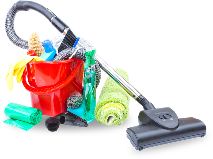 A vacuum cleaner is sitting next to a bucket of cleaning supplies. A vacuum cleaner is sitting next to a bucket of cleaning supplies.