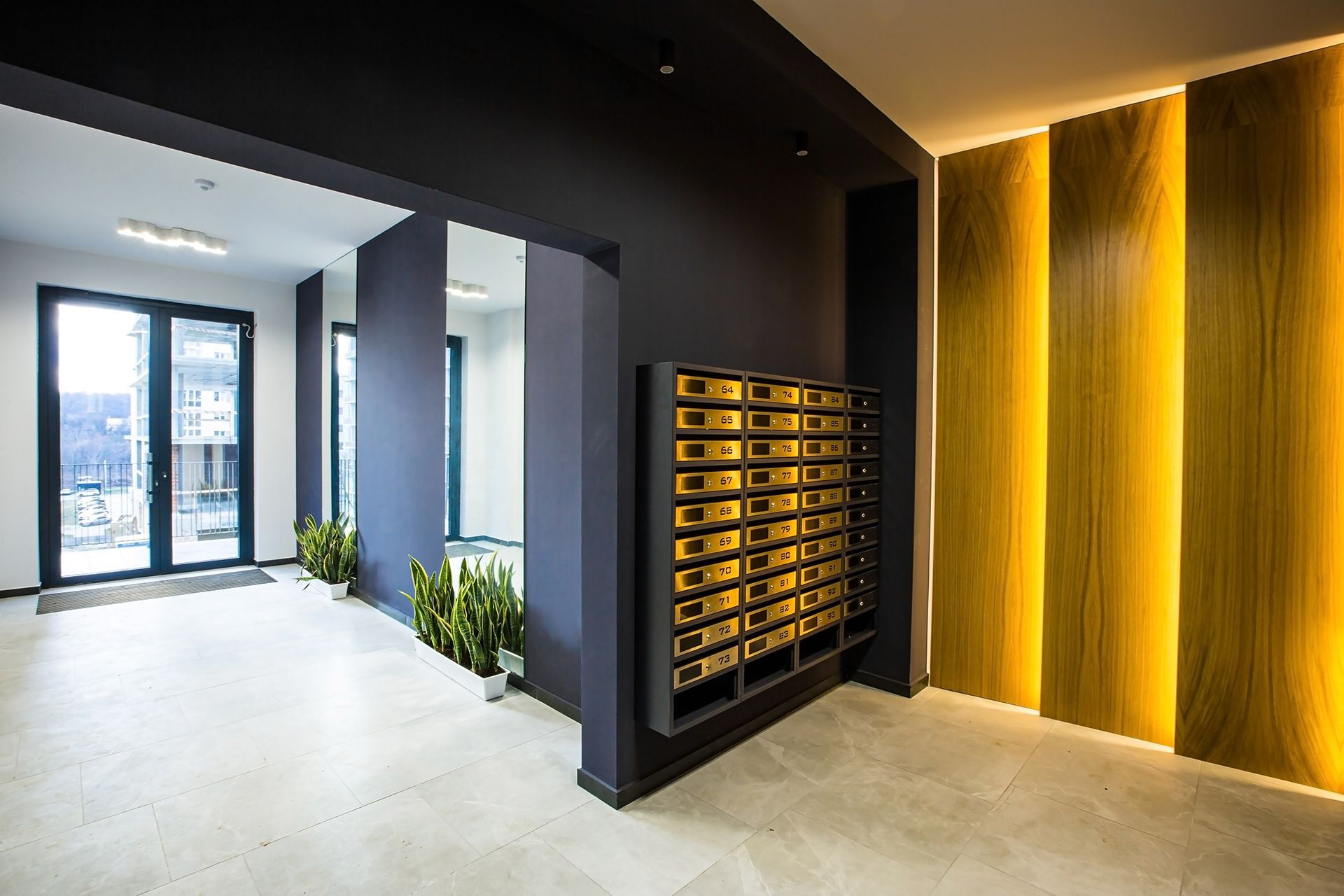 There is a mailbox in the middle of the room.