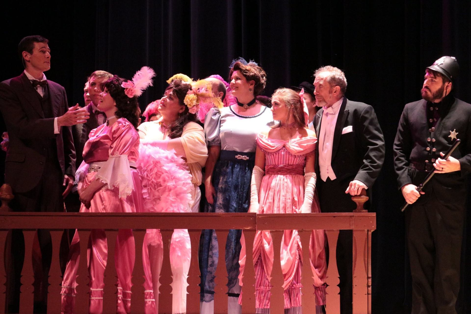 Danette, center in the white and blue dress, appears in “Hello, Dolly!”