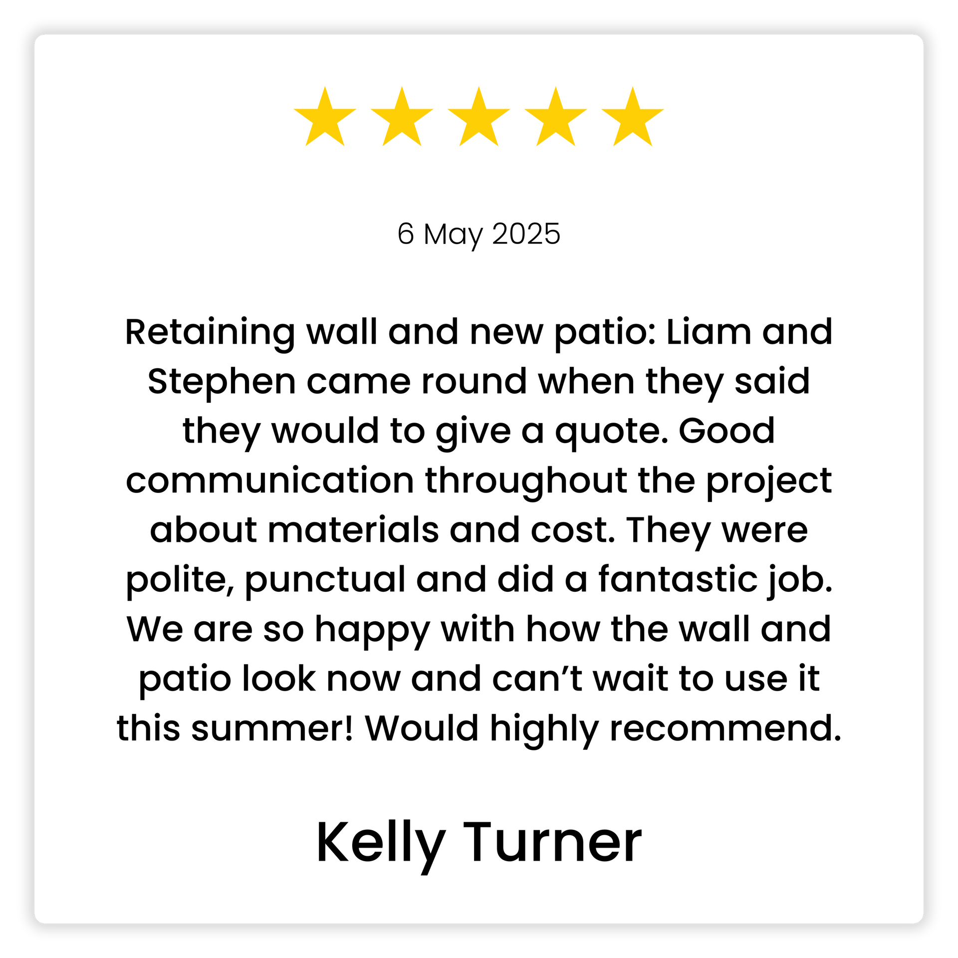 F&B Landscaping and Groundworks LTD 5 Star Customer Reviews