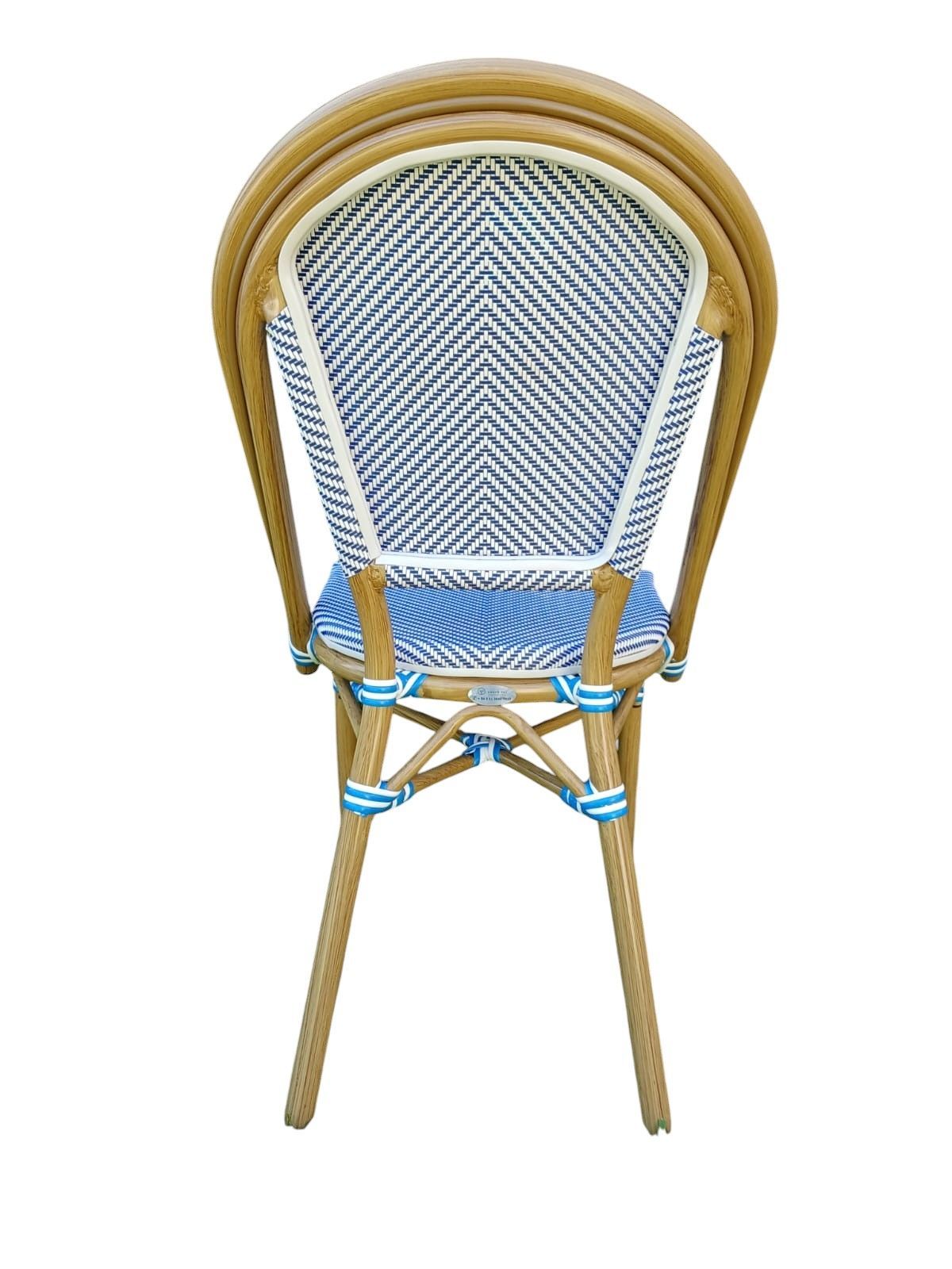 Silla Bistró Parisino Tejido Azul y Blanco