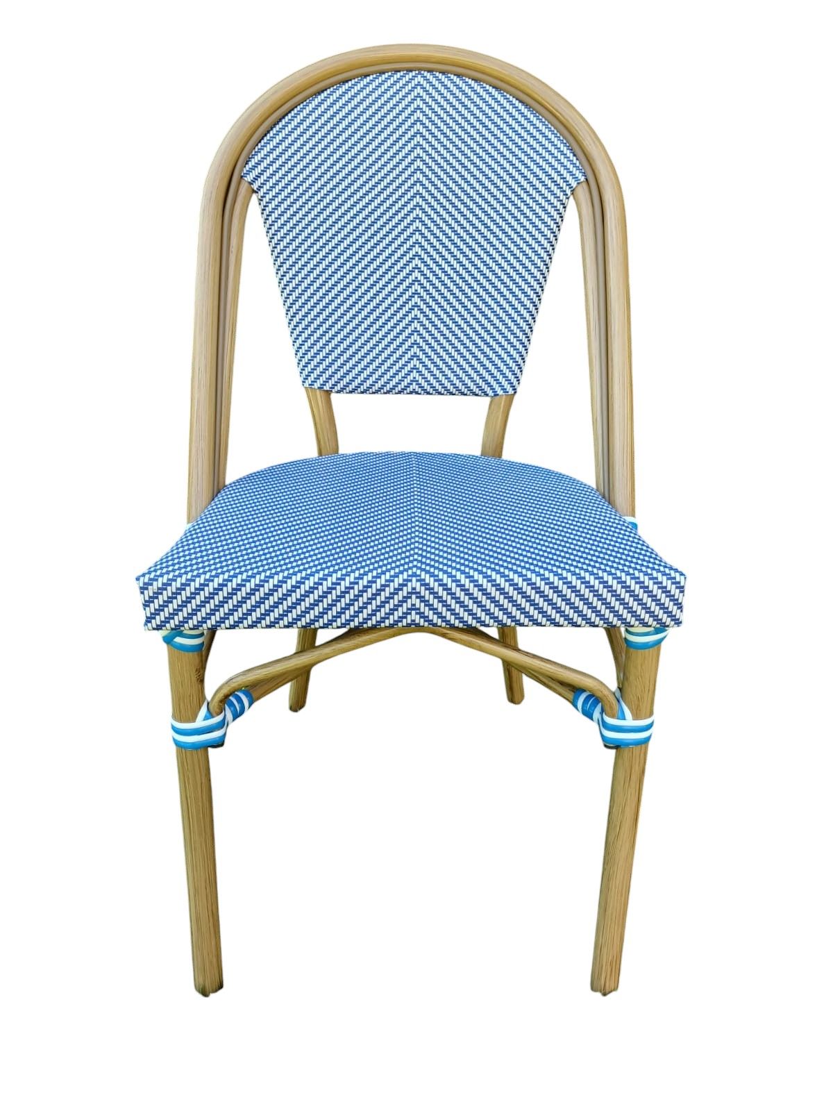 Silla Bistró Parisino Tejido Azul y Blanco