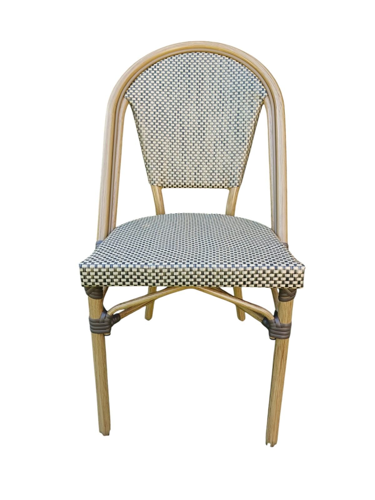 Silla Bistró Parisino Tejido Dorado y Negro