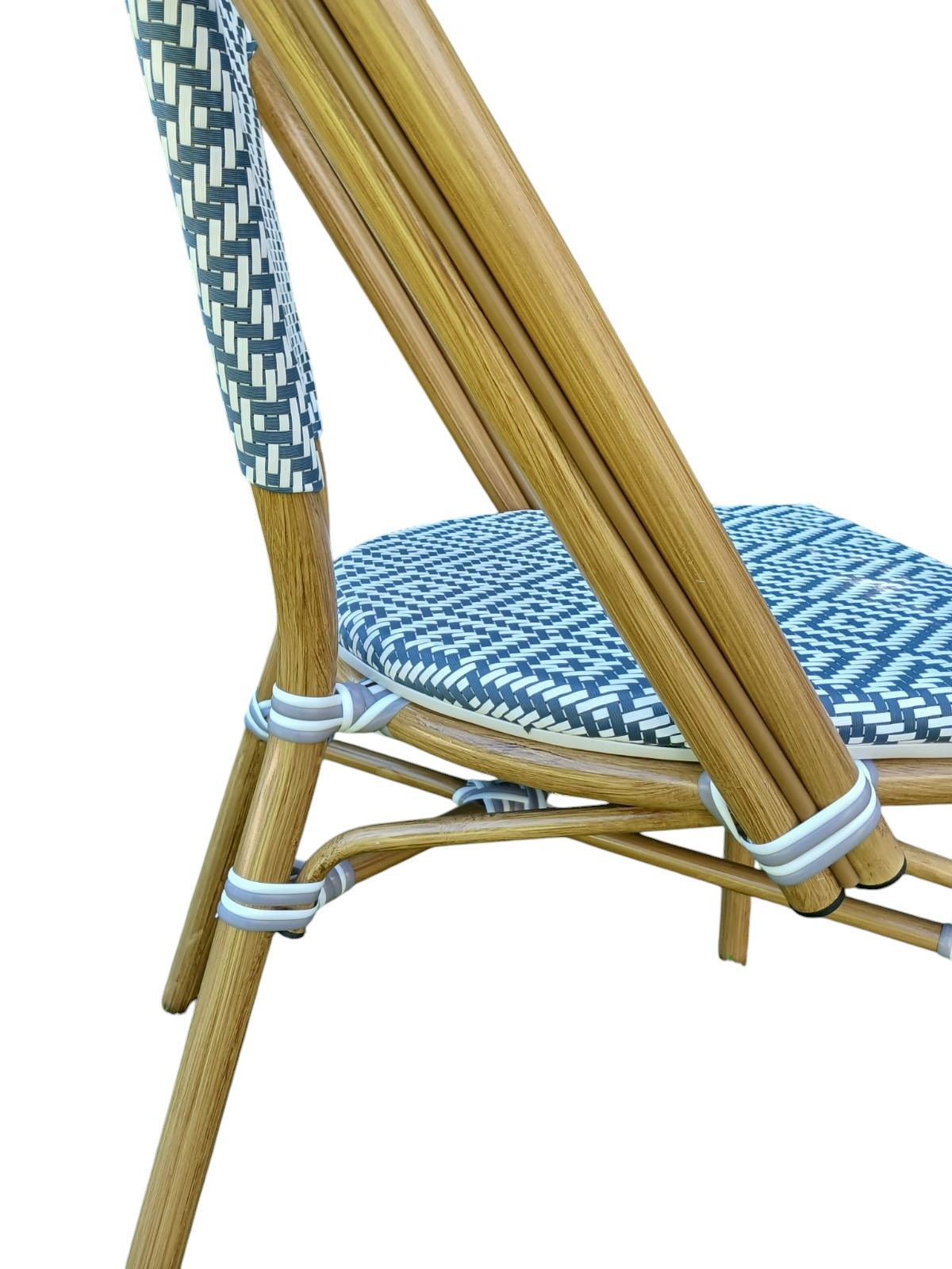 Silla Bistró Parisino Gris Azulado & Blanco