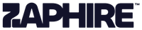 Logotipo de ZAPHIRE en fuente azul oscuro.