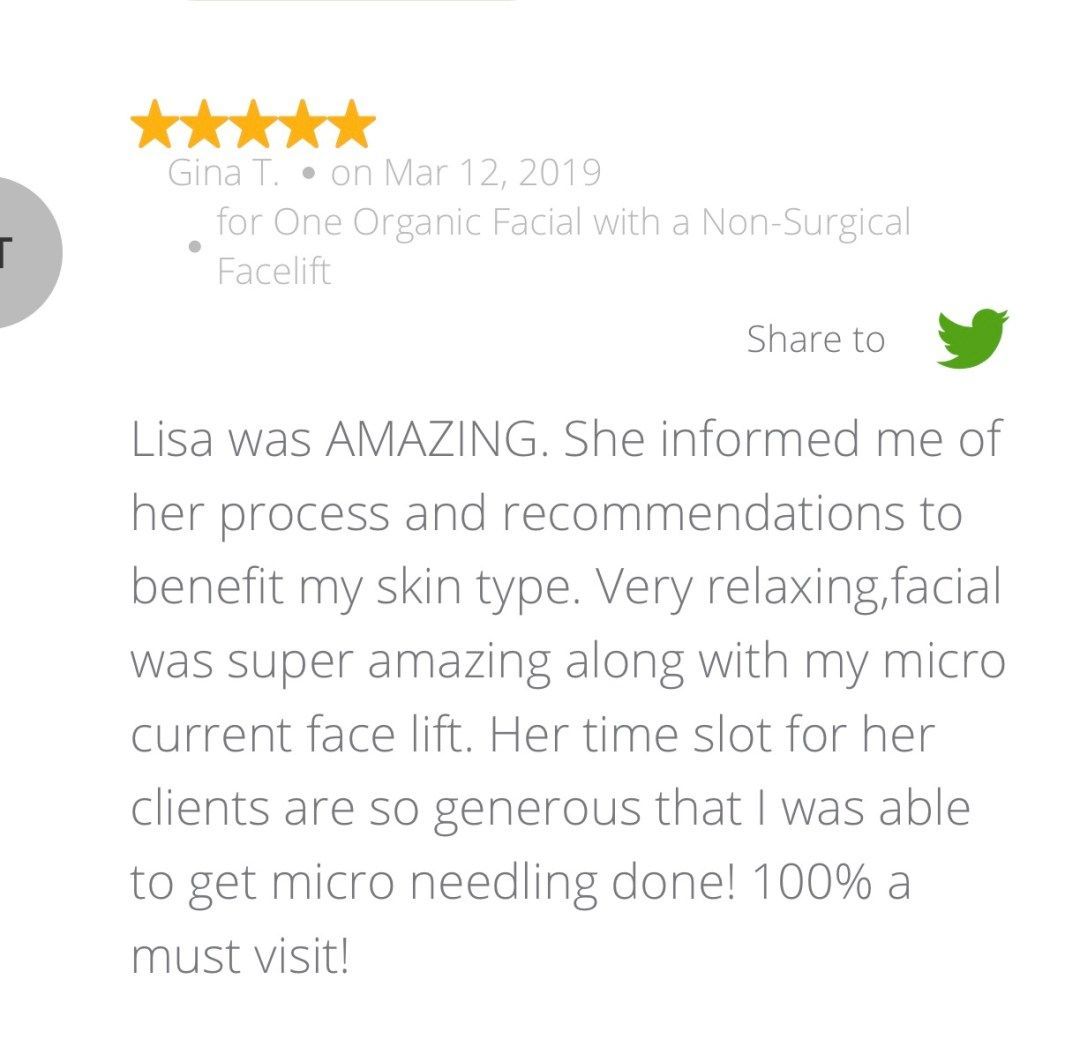 Review of a facial service: 