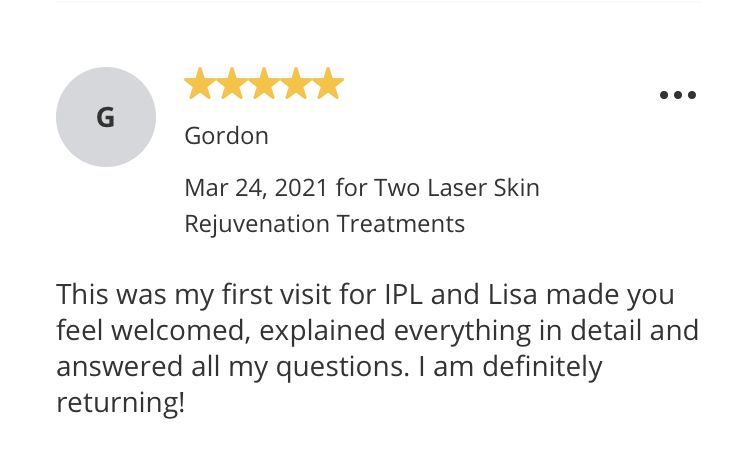 Review: Gordon, five stars. Praises Lisa for IPL welcome, detailed explanation, answering questions. Will return.
