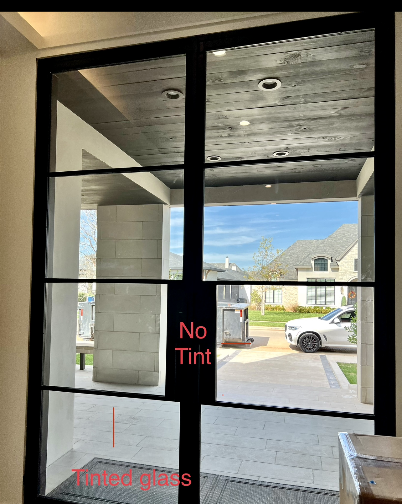 A door with a no tint sign on it