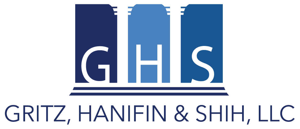 GHS logo in blue and white for Gritz, Hanifin & Shih, LLC