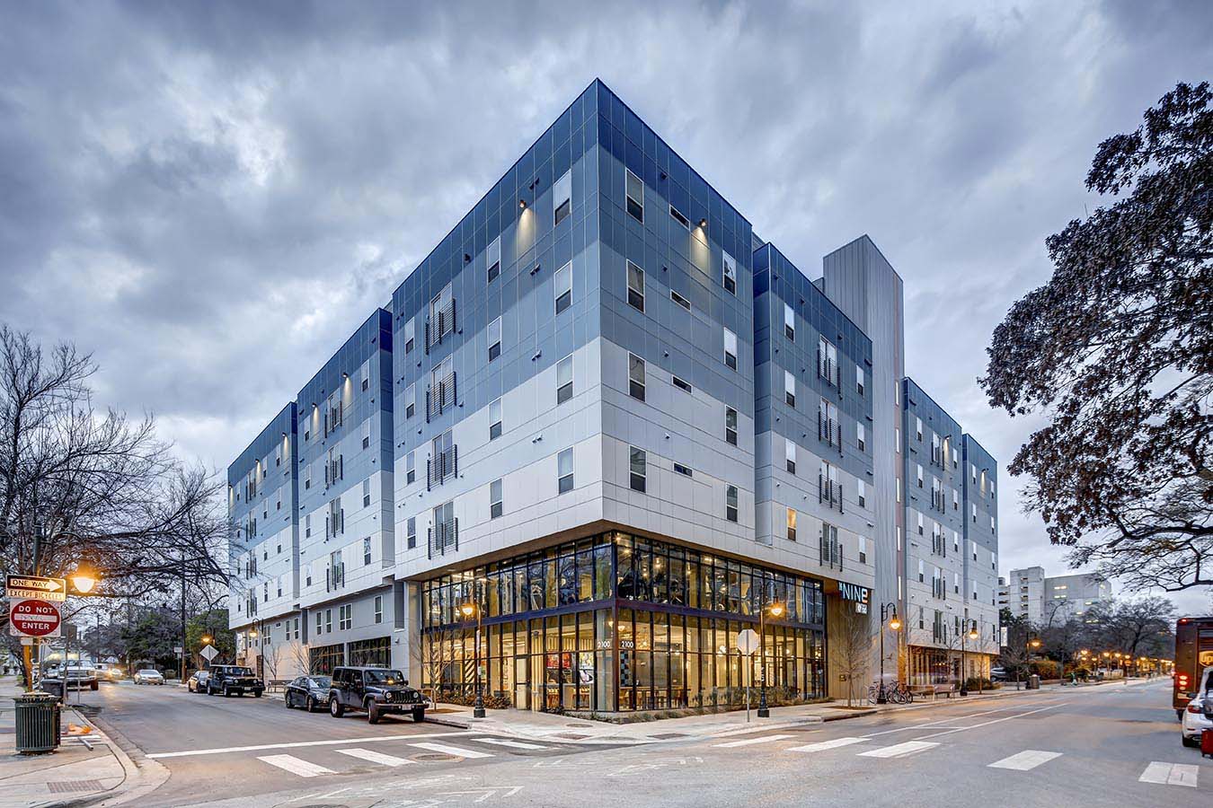 Exterior photo of an apartment building