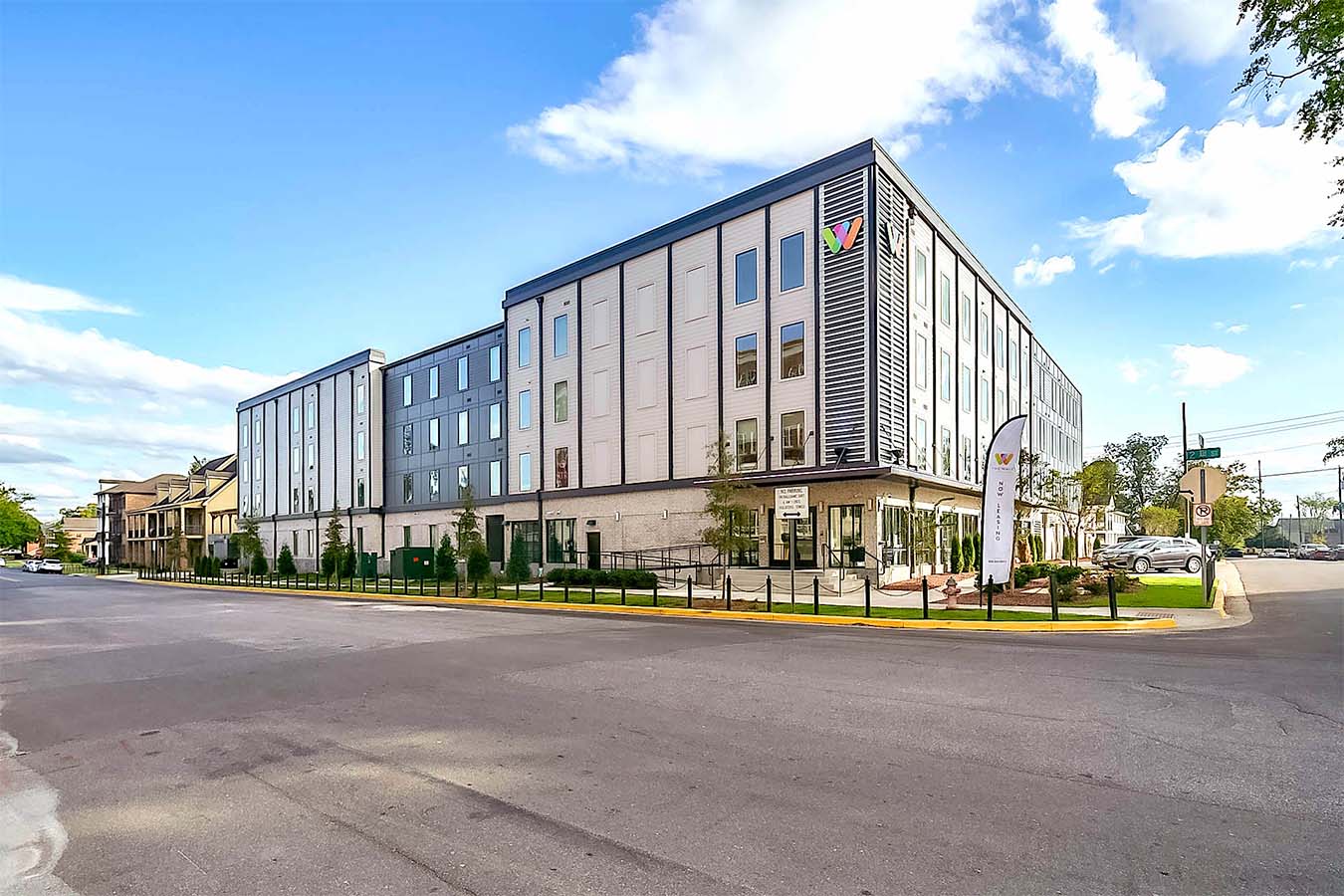 Exterior photo of an apartment building