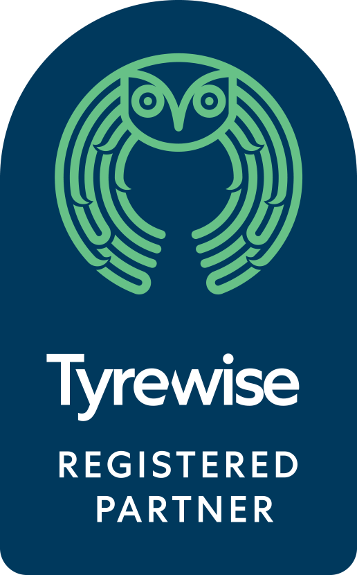 The logo for tyrewise is a registered partner with an owl on it.