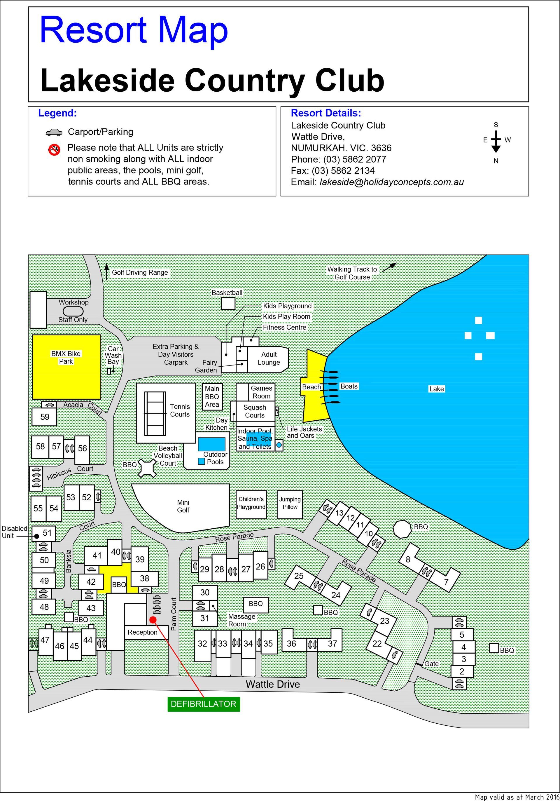 A resort map for the lakeside country club