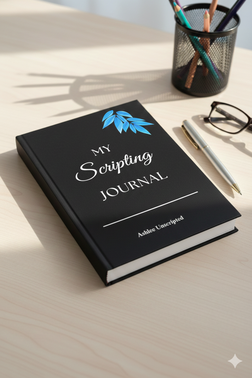 A  photograph of The Morning Anchor  Journal The Luxe Edition designed by Ashlee Cox on a table about to be used. 