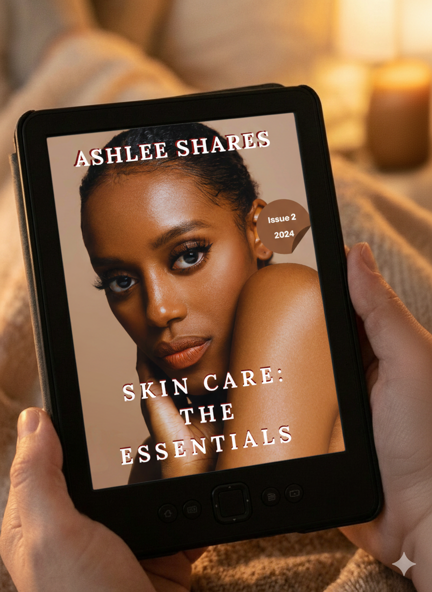 Book cover for Ashlee Shares :The Skincare Essentials by Ashlee Cox, a guide for skincare