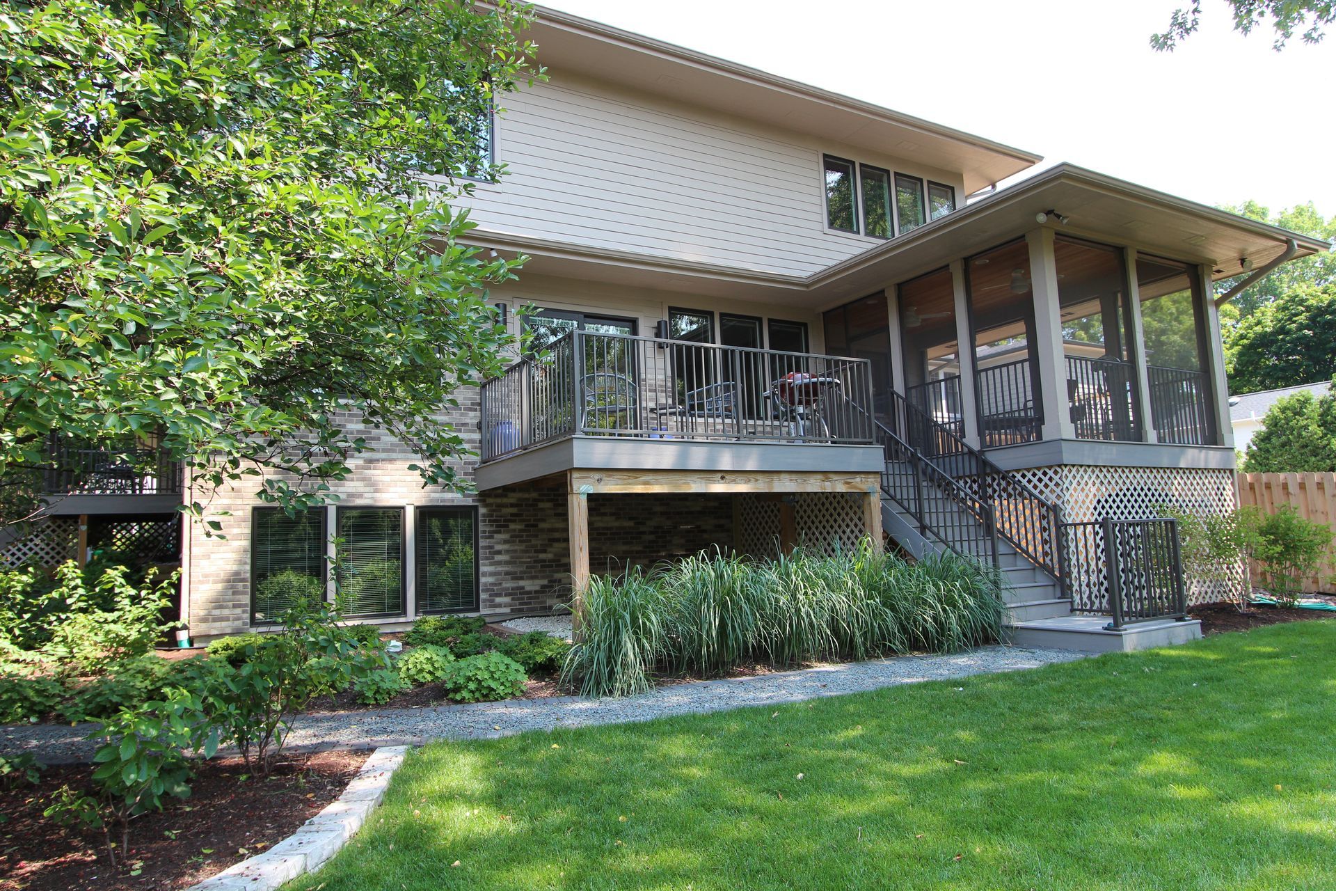 Custom home in Naperville, Illinois three season room,  deck. Chicago western suburbs in Hinsdale, Elmhurst, Highland Park. 