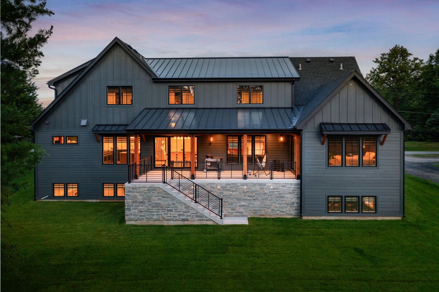 Custom home in Plainfield Illinois with stone deck. Chicago western suburbs in Wheaton, Hinsdale, Elmhurst, Naperville.