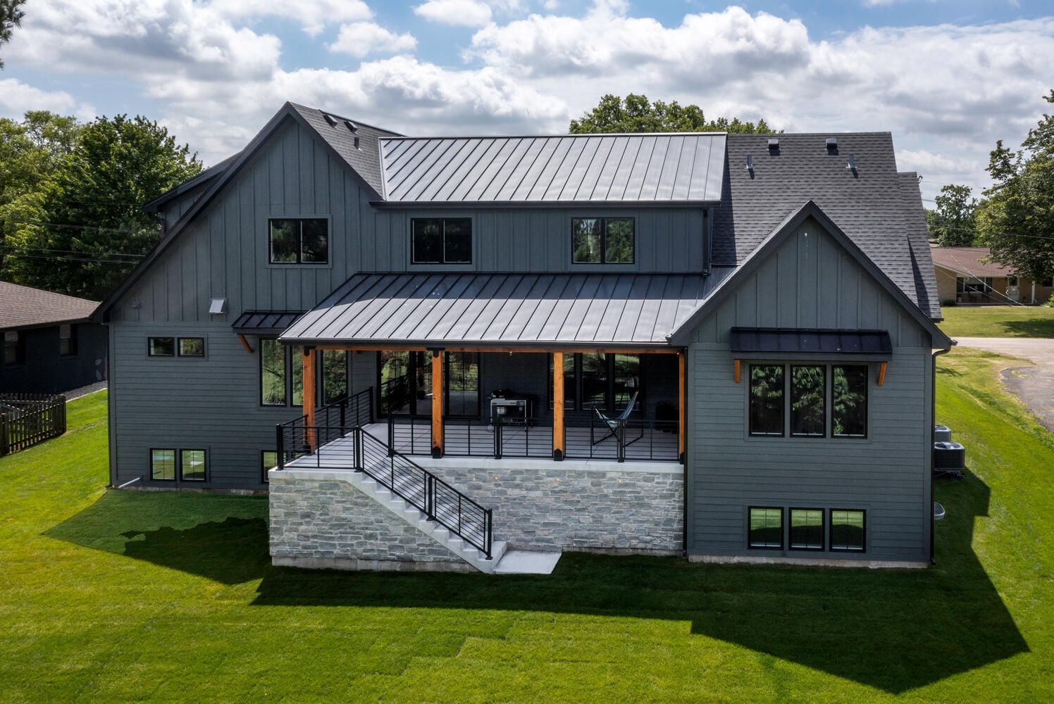 Custom home in Plainfield Illinois stone patio.  Chicago western suburbs in Downers Grove, Hinsdale, Elmhurst, Naperville.