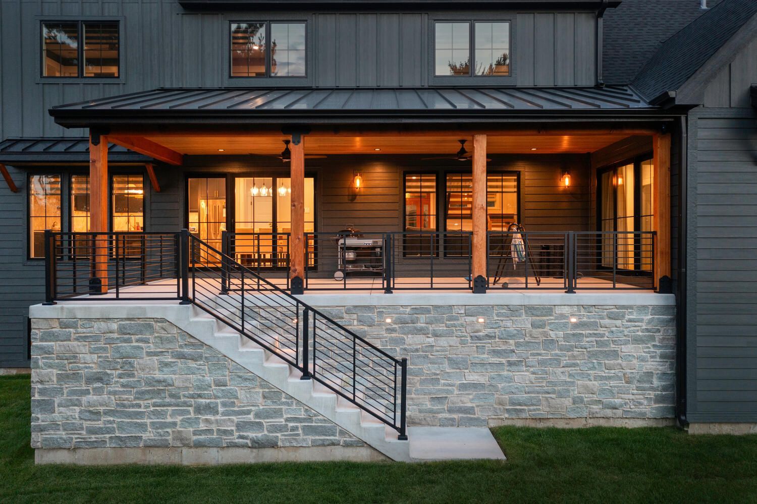 Custom home in Plainfield Illinois stone patio. Chicago western suburbs in Hinsdale, Elmhurst, Naperville, Glen Ellyn.