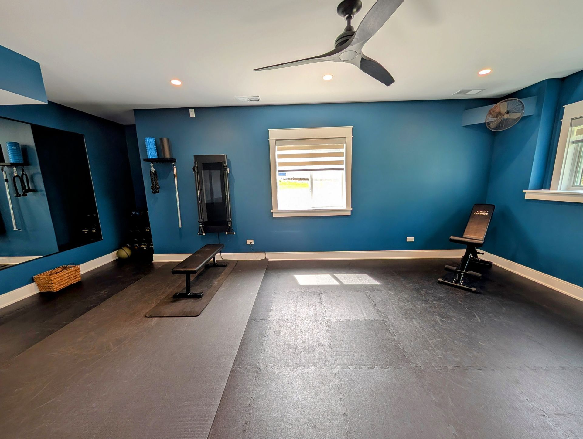 Custom home gym in Plainfield, Illinois.  Chicago western suburbs in Glen Ellyn, Wheaton, Lisle, Downers Grove, Winnetka.