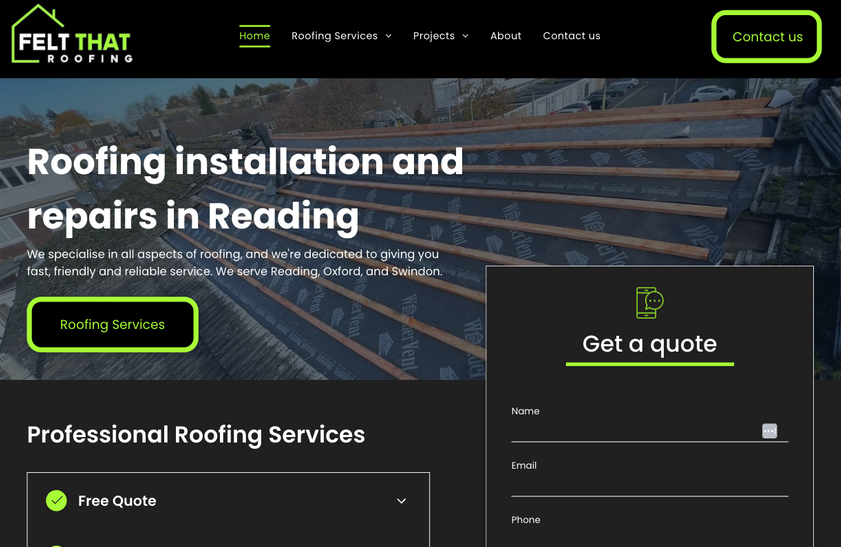 A website for felt that roofing installation and repairs in reading