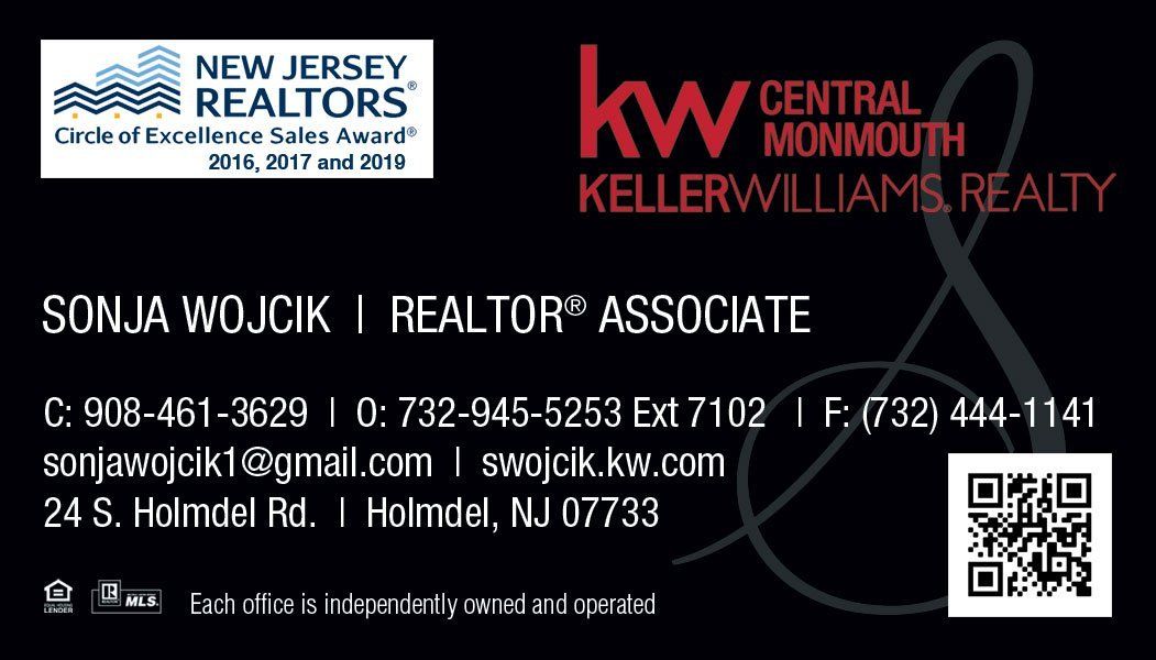 Sonja Wojcik Business Card — Sonja Wojcik - Keller Williams Realty — Holmdel, NJ