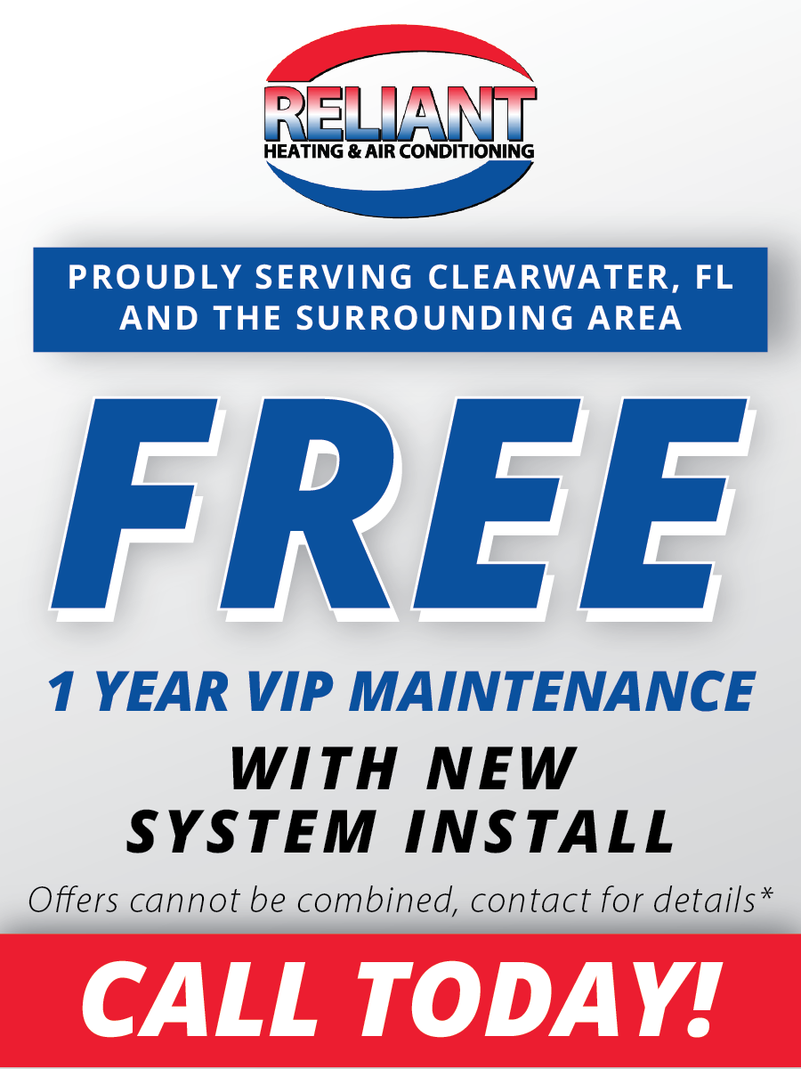 A sign that says free 1 year vip maintenance with new system install