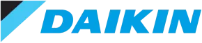 The daikin logo is blue and black on a white background.