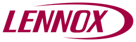 A red and white logo for lennox on a white background.